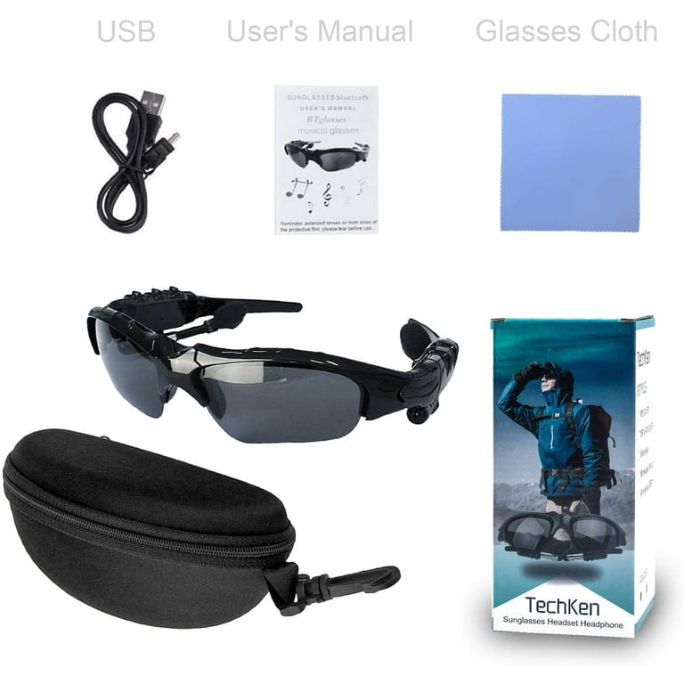 Techken Bluetooth Sunglasses Headset, Compatible with iPhone Samsung LG and  Other Smart Phones