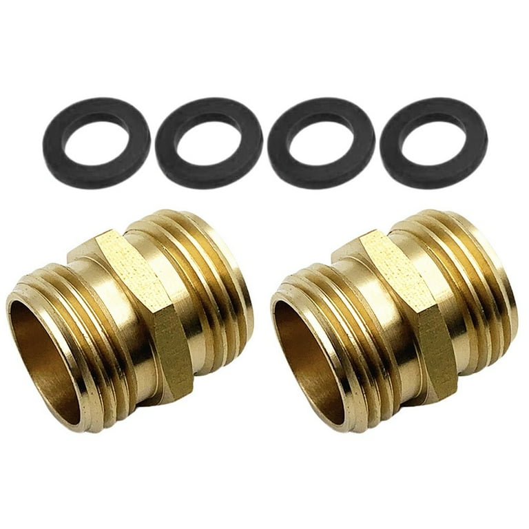 Garden Hose Adapter, Male to Male, 2 Pack 3/4 Inch Brass Connector