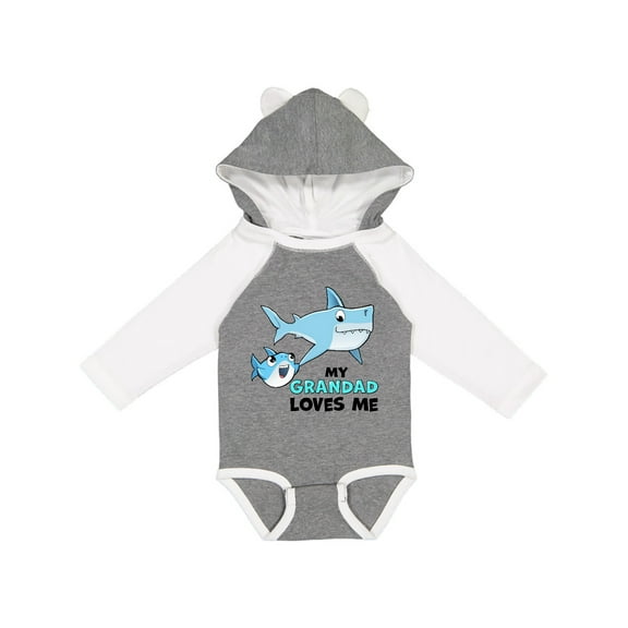 Inktastic My Grandad Loves Me with Cute Sharks Boys or Girls Long Sleeve Baby Bodysuit