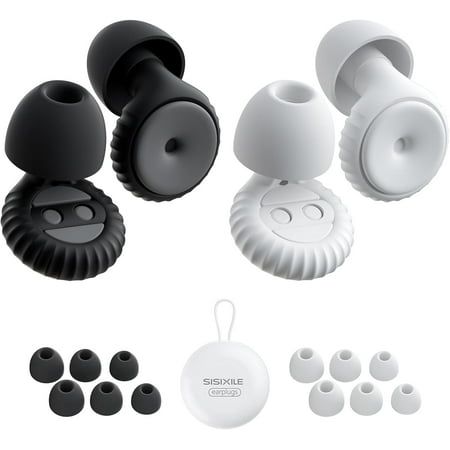 2 Pairs Of Ear Plugs For Sleeping Made Of Ultra-Comfortable Silicone With Passive Noise Reduction Technology For Noise Reduction 35 Db 8 Ear Tips In Xs/S/M/L Black+White