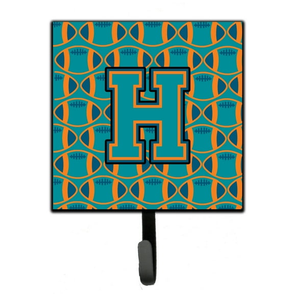 Letter H Football Aqua Orange and Marine Blue Leash or Key Holder