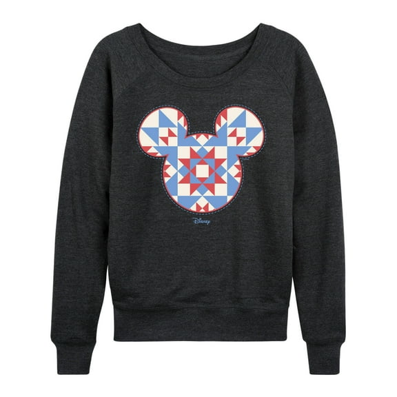 Disney - Mickey Ears Quilt - Women's French Terry Long Sleeve Pullover