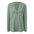 thumbnail image 3 of TYGHBN Womens Large Loose Solid V Neck Casual Loose V Neck Top T Shirt Casual Women's Tops Athletic Top Running Shirts Women Neck Women Girls Shirts Long Sleeve Hike Long Sleeve Shirt Women Running, 3 of 4