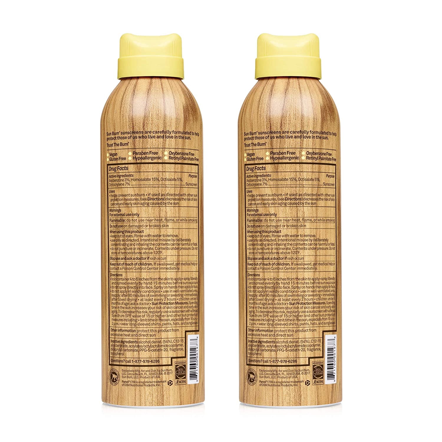 Sun Bum Sun Bum Original Spf 50 Sunscreen Spray Vegan and Hawaii Act 104 Compliant (octinoxate & Oxybenzone Free) Broad Spectrum Moisturizing Uva/uvb Sunscreen With Vitamin E 2 Pack