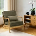 thumbnail image 2 of AFO Modern Upholstered Accent Chair with Solid Wood Frame and Lumbar Pillow, Green, 2 of 6