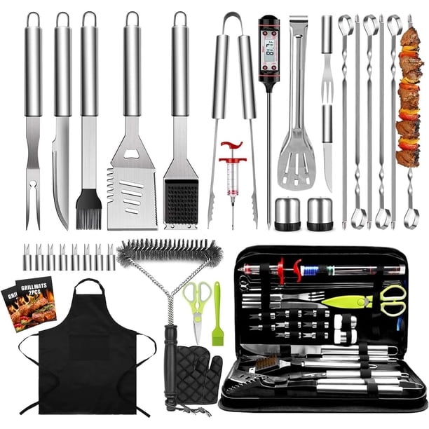 35 Piezas asador de Carne, Utensilios para Asador de Acero Inoxidable, Profesional Kit para Asar Carne, para Cenas Familiares, Barbacoa Al Aire Libre Y Picnic Kit Parrillero