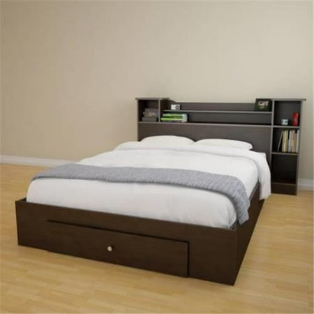 Pocono 1-Drawer Storage Bed with Bookcase Headboard-Size: Full