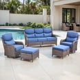 thumbnail image 2 of Jentlehouse 5-Piece Outdoor Patio Furniture Set,Rattan Patio Set Outdoor 3-Seat Couch Set with Swivel Chairs and Ottomans,Outdoor Conversation Furnitures for Porch Balcony Deck, 2 of 12