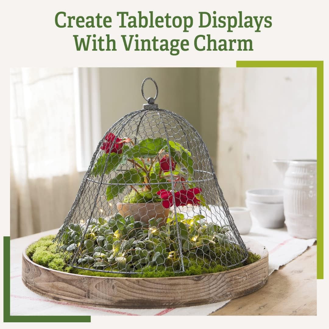 Sturdy Chicken Wire Cloche Plant Protector & Cover | Sturdy Metal Cage Garden Protection for Your Plants and Seedlings | No Assembly Required - 16" in Diameter x 12-1/2" H