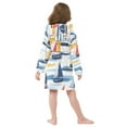thumbnail image 7 of FORMRS Kids Bathrobe Unisex Hooded Robe Toddler Pajamas Sleepwear, Size 10-12T, Orange Hand Drawn Sailboats, 7 of 7