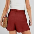 thumbnail image 4 of CHGBMOK Womens Shorts Summer Casual Drawstring High Waist Linen Shorts with Pocket, 4 of 4