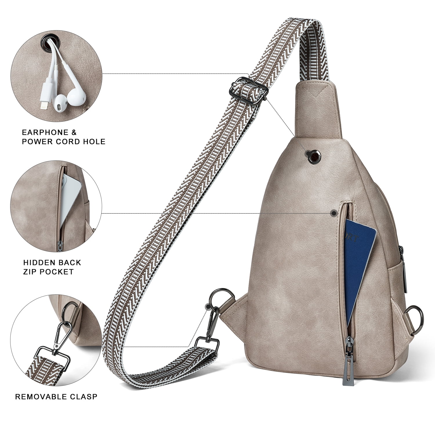 7L Crossbody Sling Bag, Anti-Theft Travel Chest & Belt Bag for Women and Men, Faux Leather