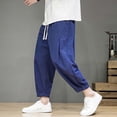 thumbnail image 4 of Mens Loose Straight Cotton Summer Casual Pants - Breathable, Solid Color, Elastic Waist - Daily/Work, 4 of 7