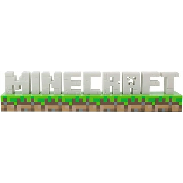 Paladone Minecraft Logo Light - Battery or USB Operated - 2 Light Modes - Officially Licensed Merchandise,White/Brown/Green