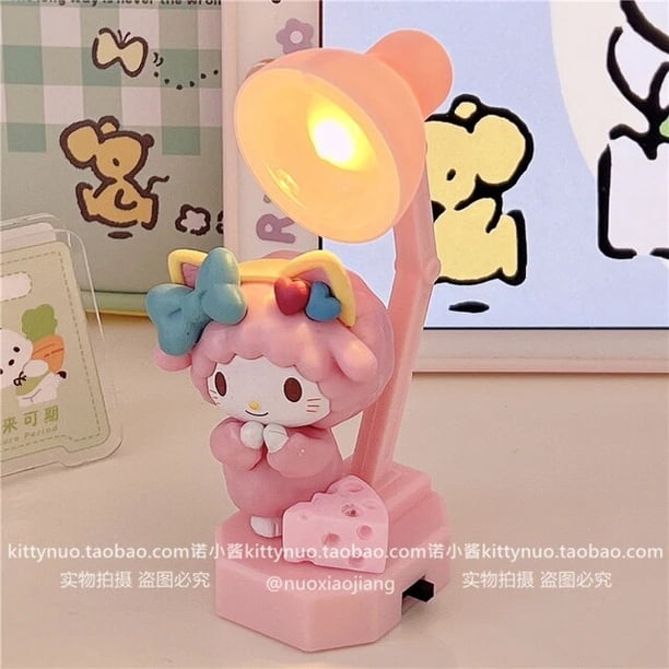 Sanrio Kuromi Melody Pochacco-Mini lámpara de mesa pequeña de dibujos animados, lámpara de noche DIY, escritorio decorativo para niños y niñas, regalos de cumpleaños