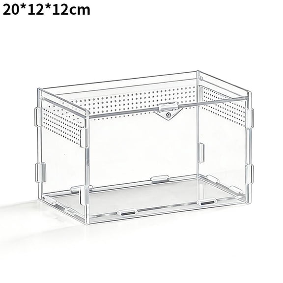 Acrylic Reptile Feeding Box, Terrarium Habitat Breeding Box With Vents Anti-Escape Design, Insect Habitat Terrarium Case for Praying Spiders Lizards Beetles