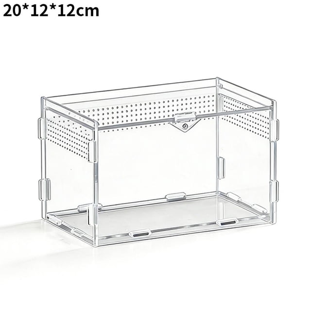 Transparent Acrylic Jumping Spider Enclosure, Reptile Terrarium Habitat Tank, Small Insect Breeding Box for Tarantula, Snake & Lizard, High Clarity