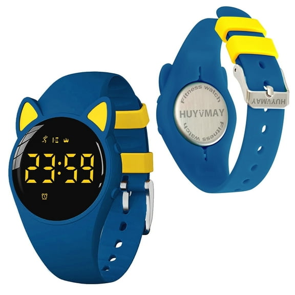 HUYVMAY Kids Fitness Pedometer Watch Without App and Bluetooth, 1 Hour Charging for 20 Days Use, IP68 Waterproof Fitness Tracker for Girls Boys Teens, Students Watch with Alarm Clock Step Counter