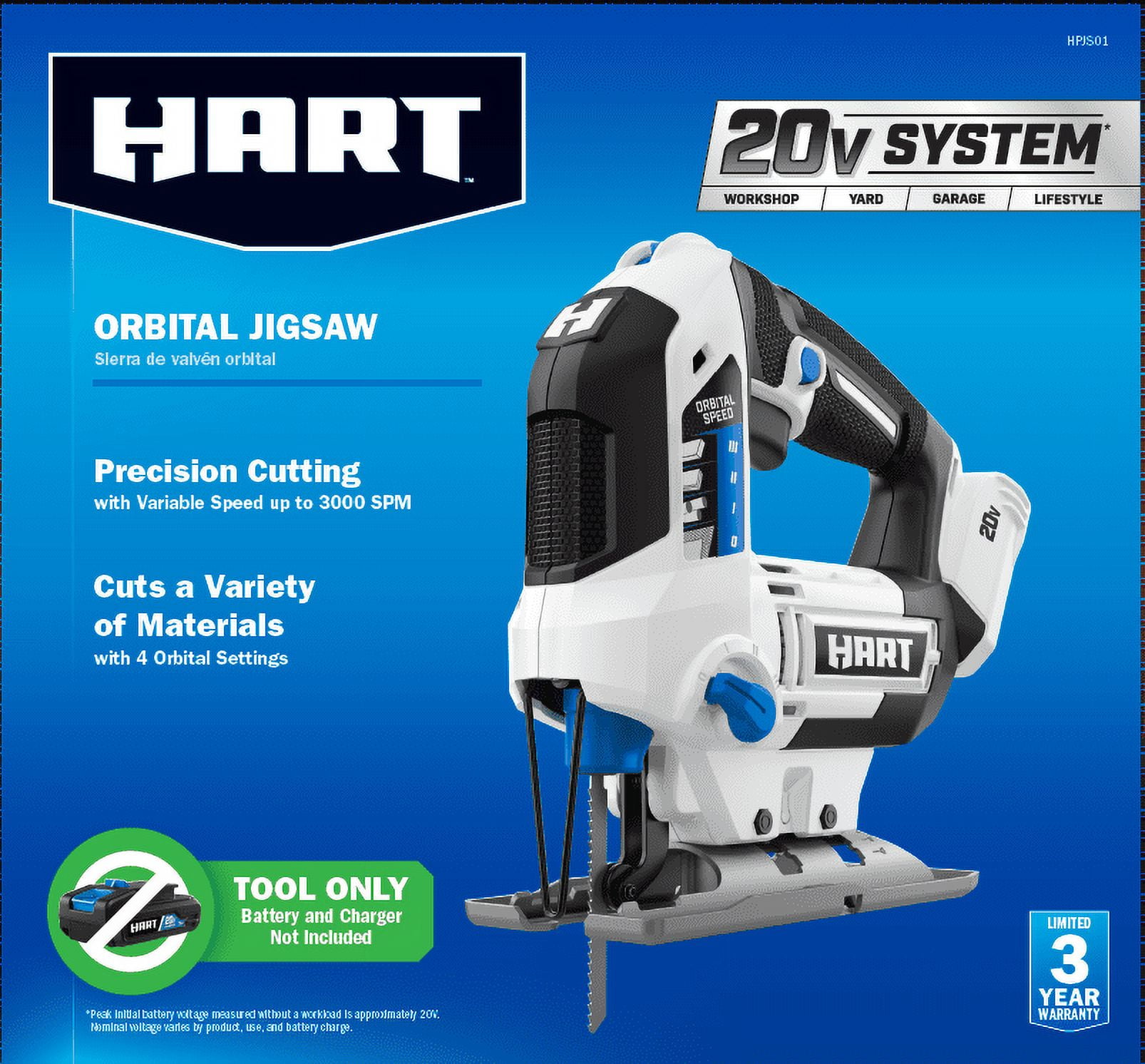 HART 20-Volt Cordless Orbital Jigsaw (Battery Not Included), New Condition