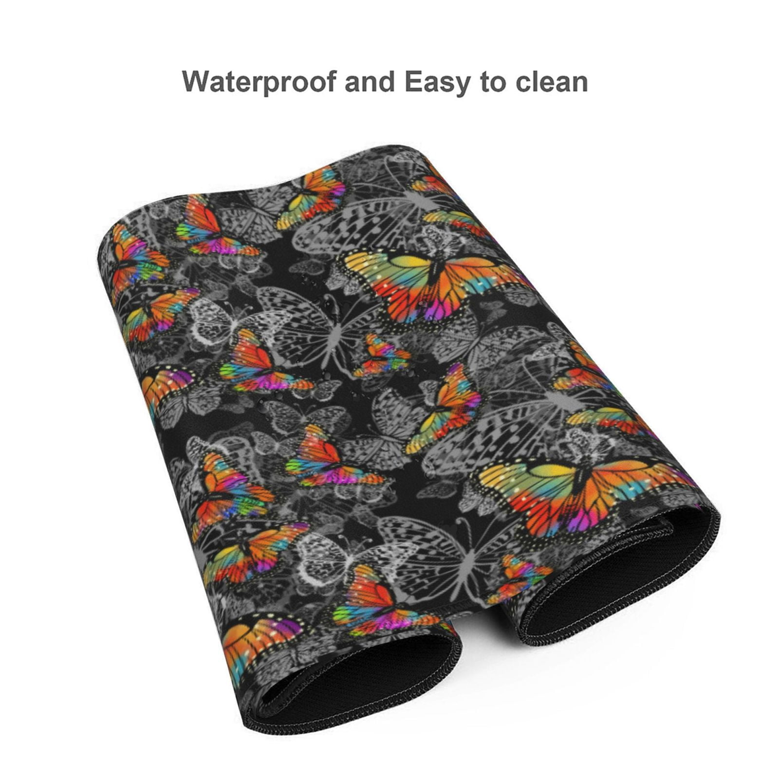 Xecao Multicolored Butterflies C Print Large Mouse Pad, 16x35.5in Mousepad, Professional Non-Slip Rubber Base Big Mouse Pad, Mouse Pad for Gaming & Office Full Desk Mouse Pad