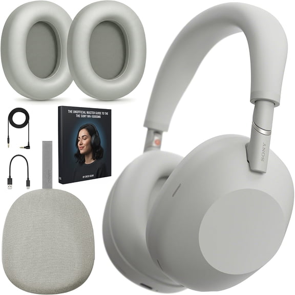 Restored Sony Wireless NC Headphones Platinum Silver +Deco Gear Master Guide Kit