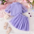 thumbnail image 4 of Birdeem 4-7 Years Girls Set Purple Short Shirt + Bow Mesh Skirt Two-Piece Set, 4 of 12