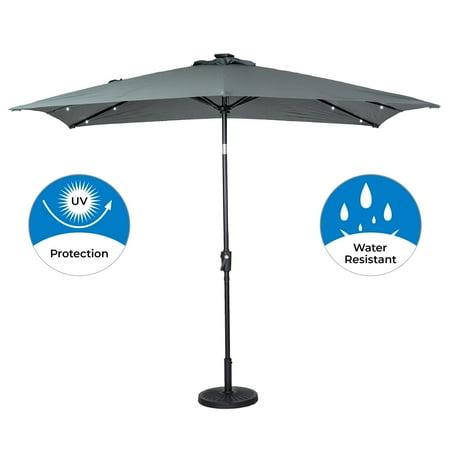 Sun Ray - 9'x7' Rectangular Solar Lighted Umbrella - Royal Blue