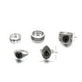 thumbnail image 5 of AYYUFE 5Pcs Vintage Hollow Drop Above Knuckle Women Stacking Midi Rings Set Pub Gift Alloy, Faux Black Stone Multi-color, 5 of 6
