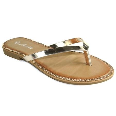

SNJ Women s Glitter Casual Flat Summer Thong Flip Flop Sandal