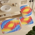 thumbnail image 6 of 4 Piece Shower Curtain Sets Colorful Square Bath Mat U-Shaped Floor Mat Toilet Lid Oval Rug Boho Style Geometry 12 Hooks for Bathroom Decor 72inch X 72inch, 6 of 8