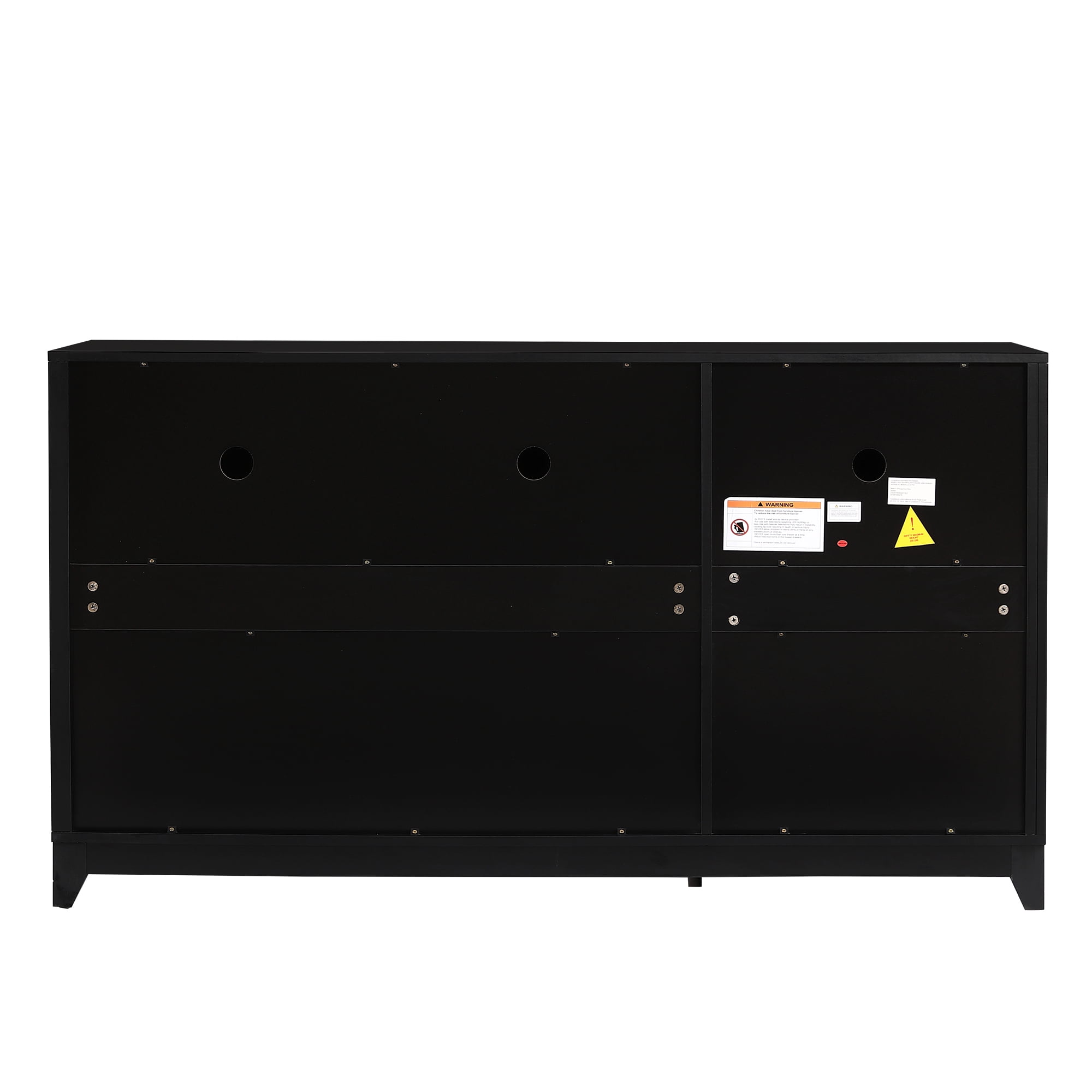 TV Stand for TVs up to 65 Inch with Geometric Doors and Adjustable Shelves, Media Console and Entertainment Center with Solid Wood Legs, Black