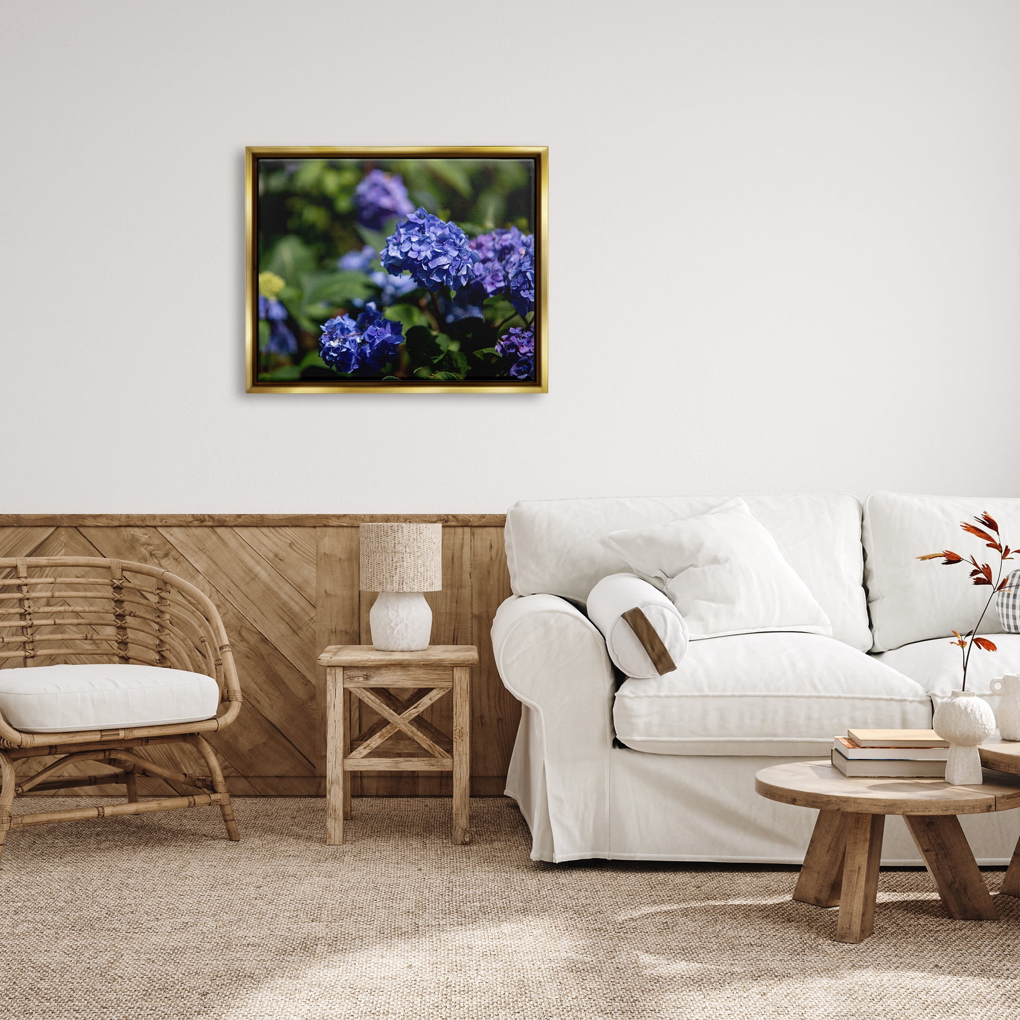 Stupell Industries Purple Hydrangea Photography Botanical & Floral Photography Gold Floater Framed Art Print Wall Art, 31 x 25