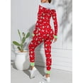 thumbnail image 3 of KelaJuan Women's Christmas Pajamas Romper Cute Print Long Sleeve Zip Up Hooded Jumpsuit Sleepwear, 3 of 6