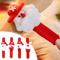 Christmas Snap Bracelet for Kids, Santa Claus Snowman Reindeer Slap Wristband, Holiday Party Favor, Xmas Plush Applause Bracelet Toy, Christmas Gifts for Children Christmas Decorations