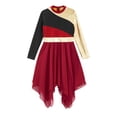 thumbnail image 5 of YONGHS Kids Girls Long Sleeve Gold Metallic Ballet Liturgical Praise Lyrical Dance Dress Burgundy 8, 5 of 7