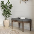 thumbnail image 2 of Waverly 28"WD Rectangle Tufted Ottoman Bench in Stone Gray Vegan Leather, 2 of 7