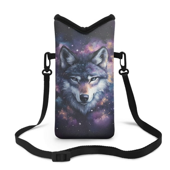 SEANATIVE Small Phone Bag Water-Resistant Crossbody Pouch with Adjustable Strap Small Cell Phone Case Satchel Fits Most Smartphones for Men Women, 8 x 4 inch, Wolf Galaxy Star
