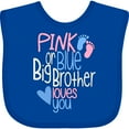 thumbnail image 3 of Inktastic Pink or Blue, Big Brother Loves You Footprints and Heart Boys Baby Bib, 3 of 4