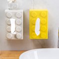 thumbnail image 6 of Building Blocks Tissue Box Creative Punch-free Wall-mounted Spring Paper Towel Holder Bathroom Waterproof Storage Napkin Case (Red), 6 of 7