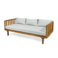 thumbnail image 3 of Christopher Knight Home 2 Piece Wood Outdoor Daybed with Cushion and Round Coffee Table, Light Gray Cushion, 3 of 13