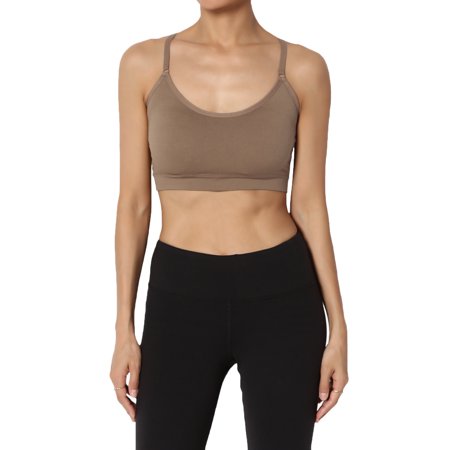 

TheMogan Women s PLUS Removable Pad Cross Back Spaghetti Strap Bra Top Crop Cami
