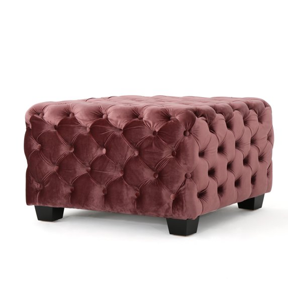 Provence Blush New Velvet Square Ottoman