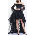 thumbnail image 1 of Eudolah Women's Lace Bustier Corset Off Shoulder Top Corset with High Low Skirt Partywear Black Medium, 1 of 1