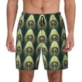 thumbnail image 2 of Picia Peacock Gold Feather pattern Mens Swim Trunks with Compression Liner Stretch Beach Shorts Quick Dry with Zipper Pockets No-Chafing Board Shorts-3X-Large, 2 of 9