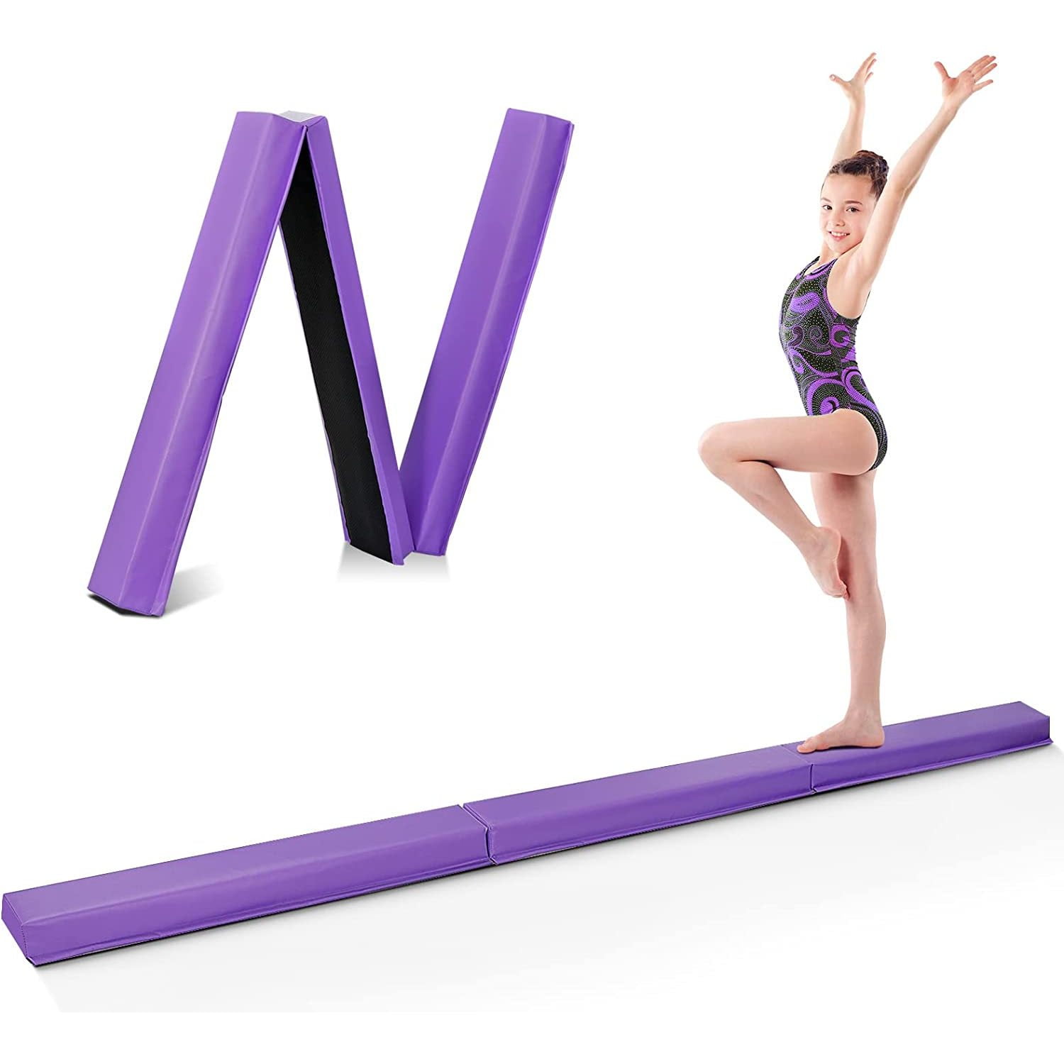 Jiaiun 9ft Folding Gymnastics Balance Beam Low Floor Balance Beam Bar