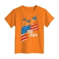 thumbnail image 4 of Quealent Girls 4th of July Shirt USA T-Shirt for Kids American Flag Shirt 250 Years of Freedom Short-Sleeved Top (Orange, 3-4 Years), 4 of 5