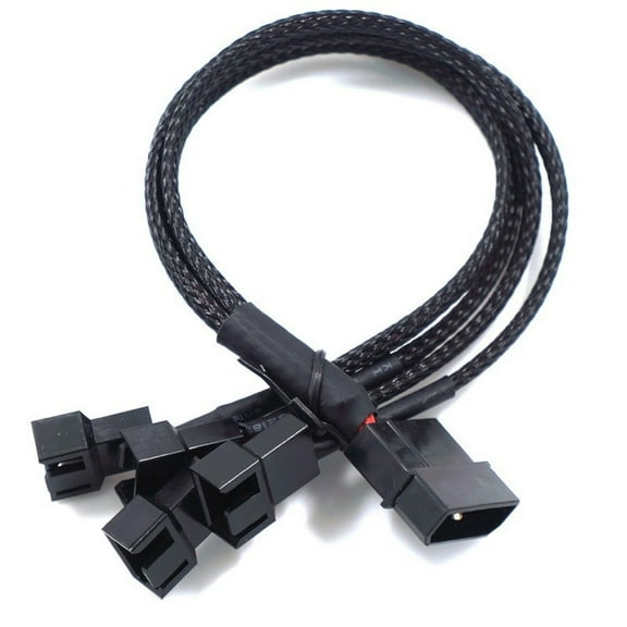 Molex Big 4pin To 3Pin / 4 Pin Adapter Cable 1 To 4 Ways D-type HUB Extension Cable Power Spliter for Computer Cooling CPU Case Fan Connectors with Sleeve 27cm for Mainboard