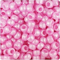 BeadTin Light Pink Pearl 9mm Barrel Pony Beads (500pc)
