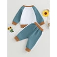 thumbnail image 4 of Coduop Toddler Baby Boy Outfit Set Contrast Color Long Sleeve Sweatshirt and Pants 2Pcs Tracksuit, 4 of 9