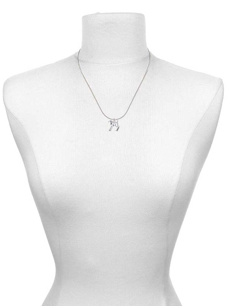 Delight Jewelry Silvertone Equestrian Horse Green Shamrock Necklace and Clover Earrings Jewelry Set